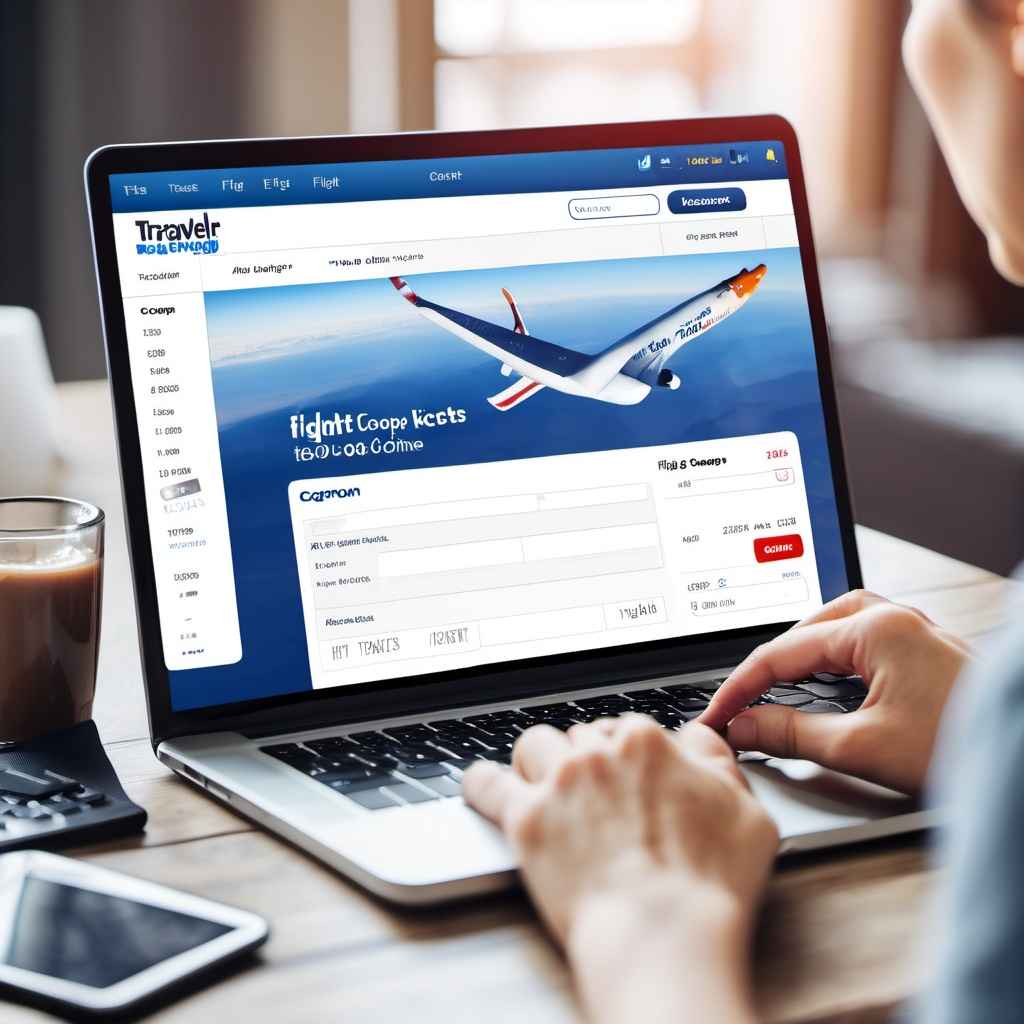 온라인으로 항공권 예약하는 여행자