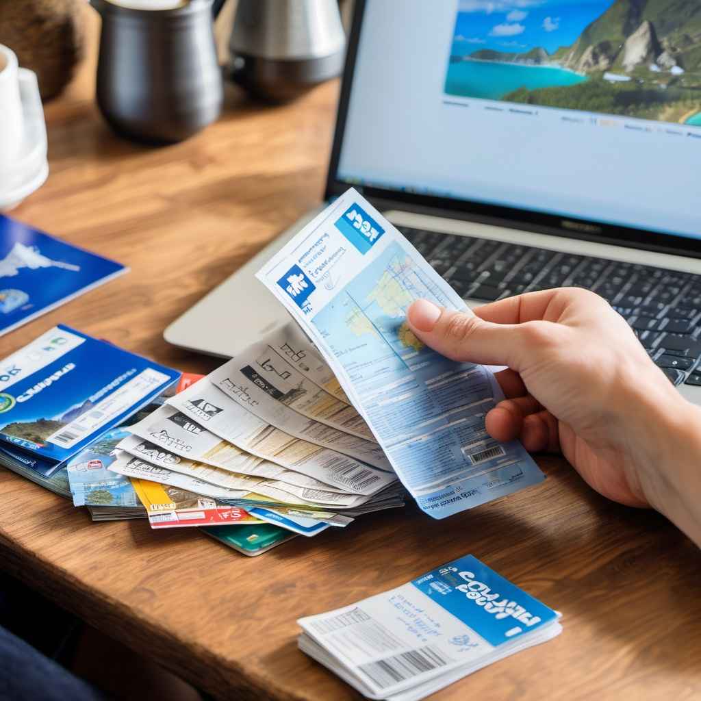 여행 계획 중 할인쿠폰 확인하는 여행자